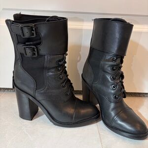 Tory Burch Black Leather Combat boots  Women's size 6M